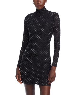 AQUA - Rhinestone Turtleneck Dress - Exclusive