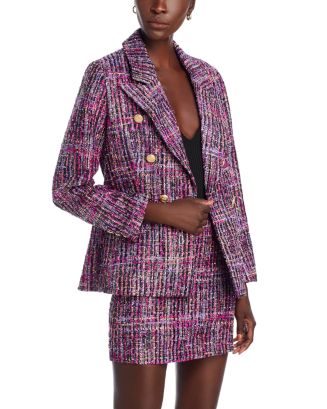 Tweed Crop Blazer - Aqua
