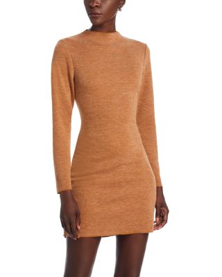 AQUA - Mock Neck Long Sleeve Mini Dress - Exclusive