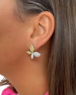 Heidi Cubic Zirconia Flower Stud Earrings in 14K Gold Plated