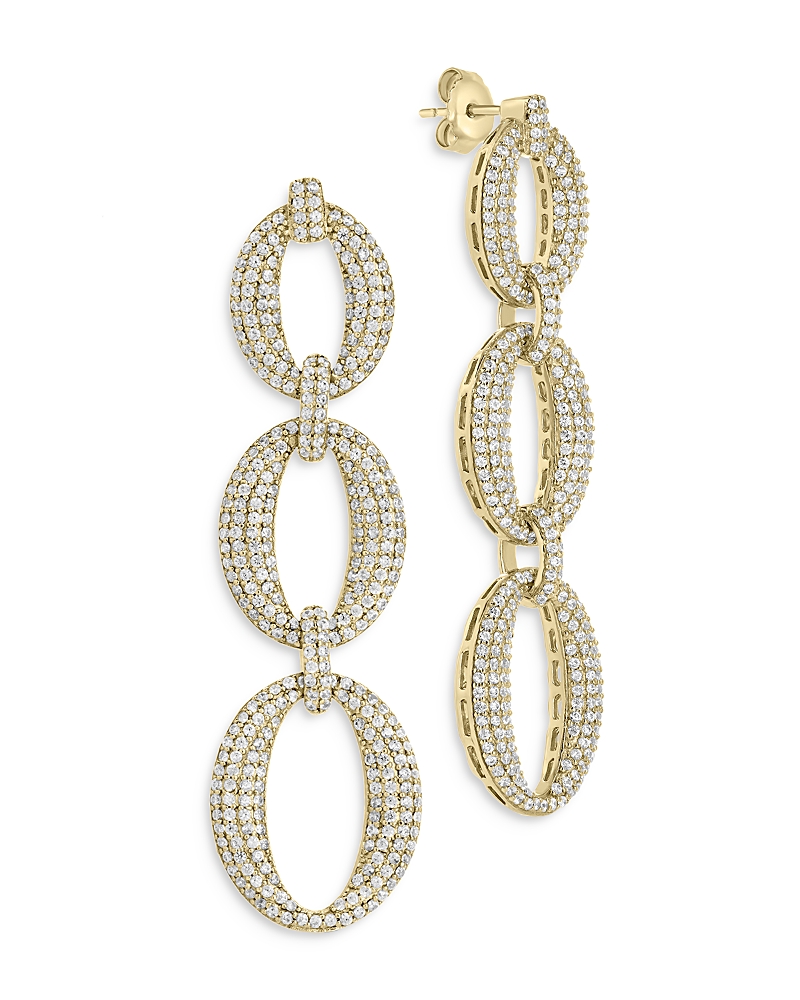 Sterling Forever Whitney Cz Chain Drop Earrings In Gold
