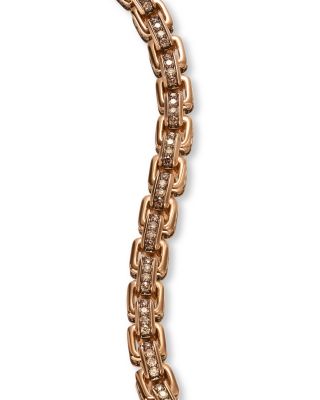 Men's Box Chain Bracelet in 18K Rose Gold with Pav&eacute; Cognac Diamonds