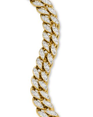 Curb Chain Bracelet in 18K Yellow Gold with Diamonds, 11.5mm