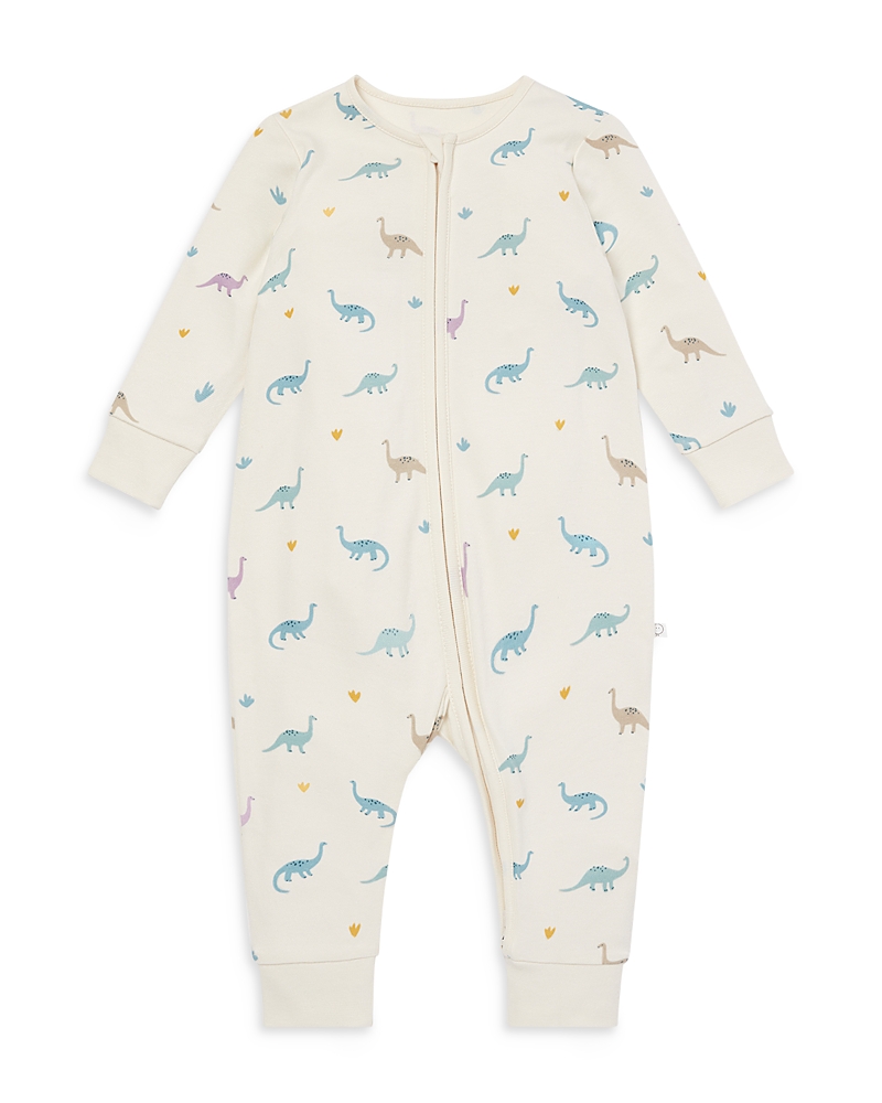 Mori Unisex Dino Print Zip Romper - Baby In Dino Print