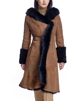 Hooded Shearling Coat