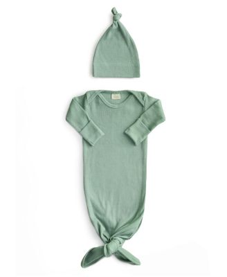 Ribbed Knotted Baby Gown + Beanie