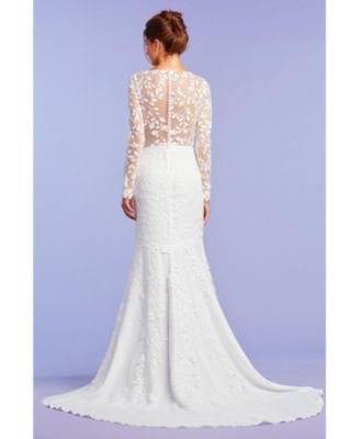 Holden Long-Sleeve Illusion Gown