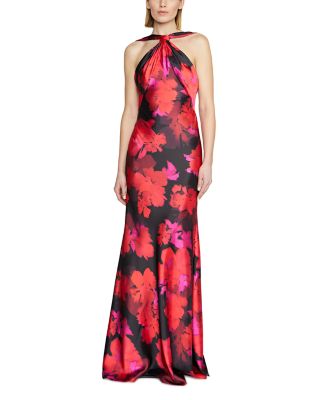 ML Monique Lhuillier Mallory Floral Halter Neck Dress | Bloomingdale's Women