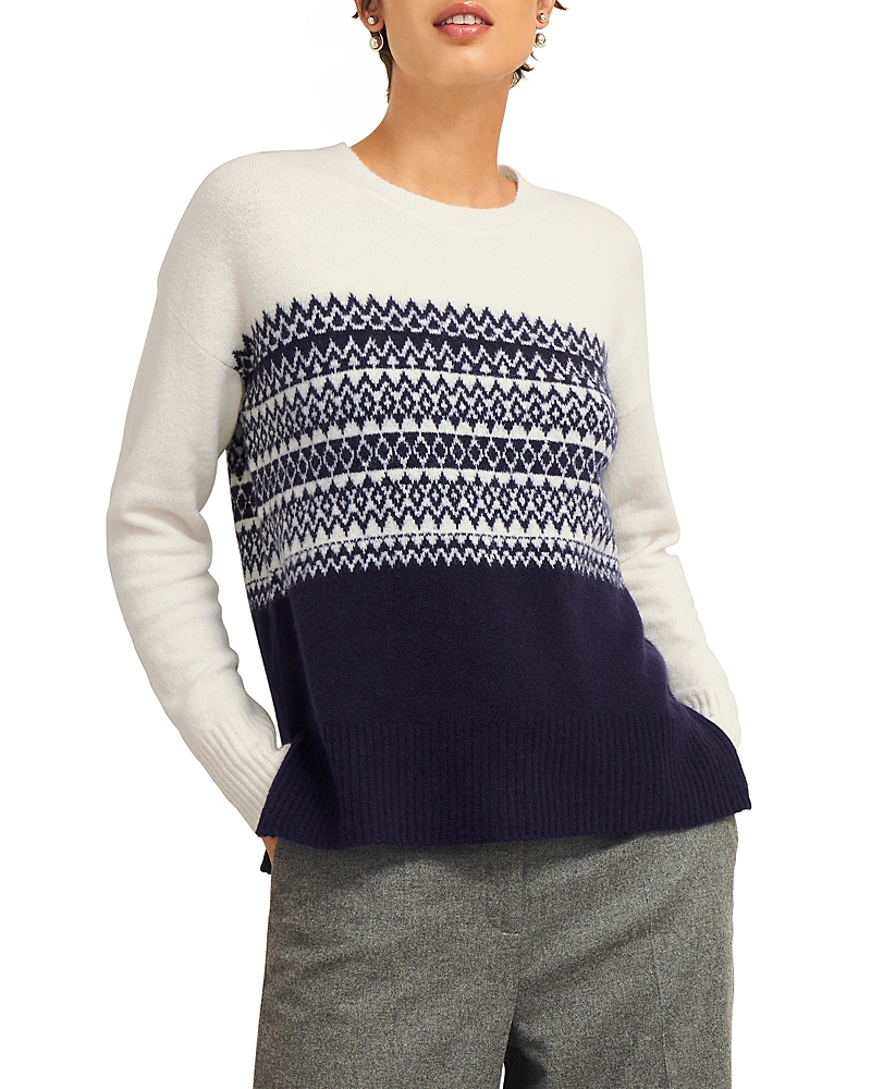 Hobbs London Lorrie Fair Isle Sweater In Ivory Navy