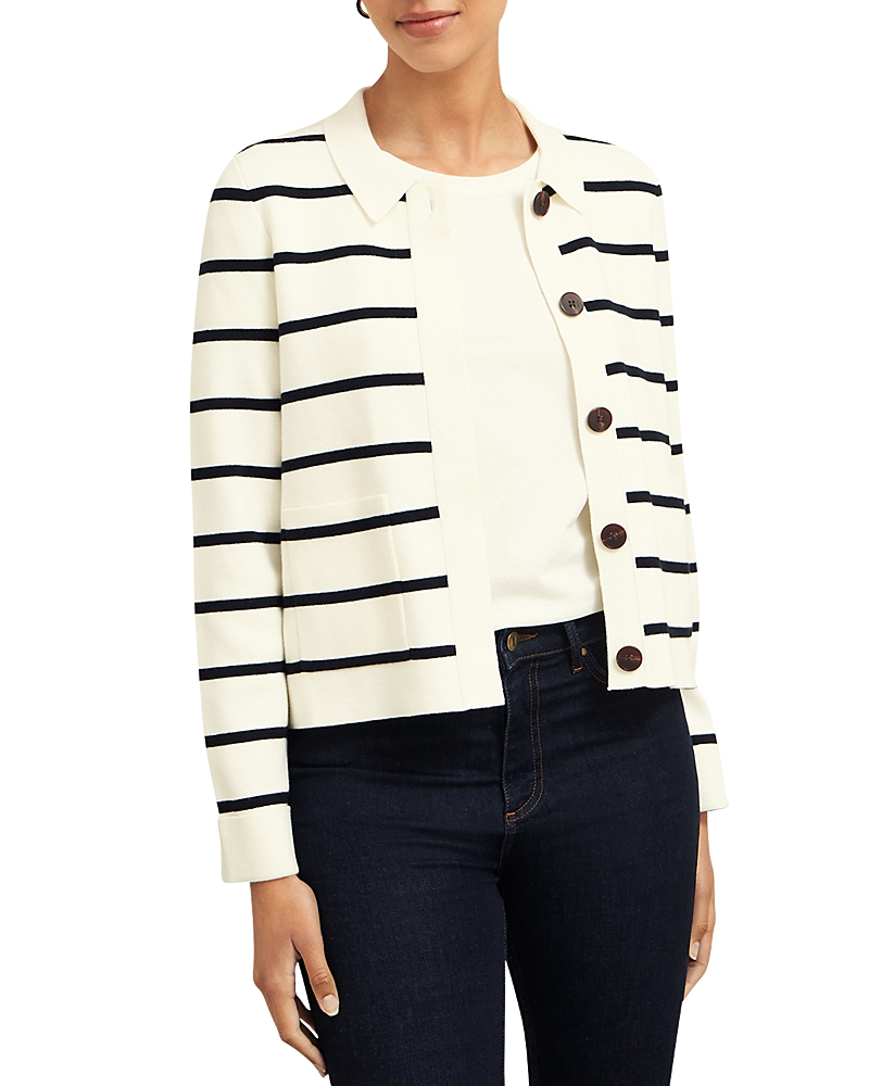Hobbs London Ellie Striped Jacket In Ivory Navy