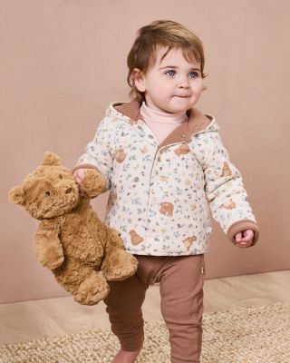 Unisex Bear Print Reversible Hooded Jacket - Baby