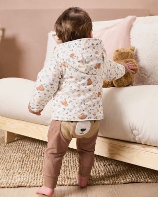 Unisex Bear Print Reversible Hooded Jacket - Baby