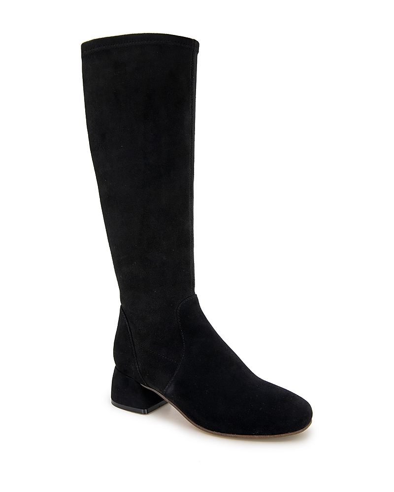 Gentle Souls By Kenneth Cole Emily Stretch Boot Womens Water Resistant Suede Knee-high Boots In Black Suede
