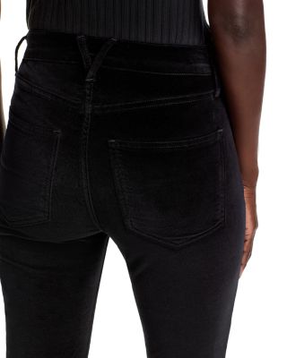Beverly High Rise Velveteen Skinny Flare Jeans in Black 