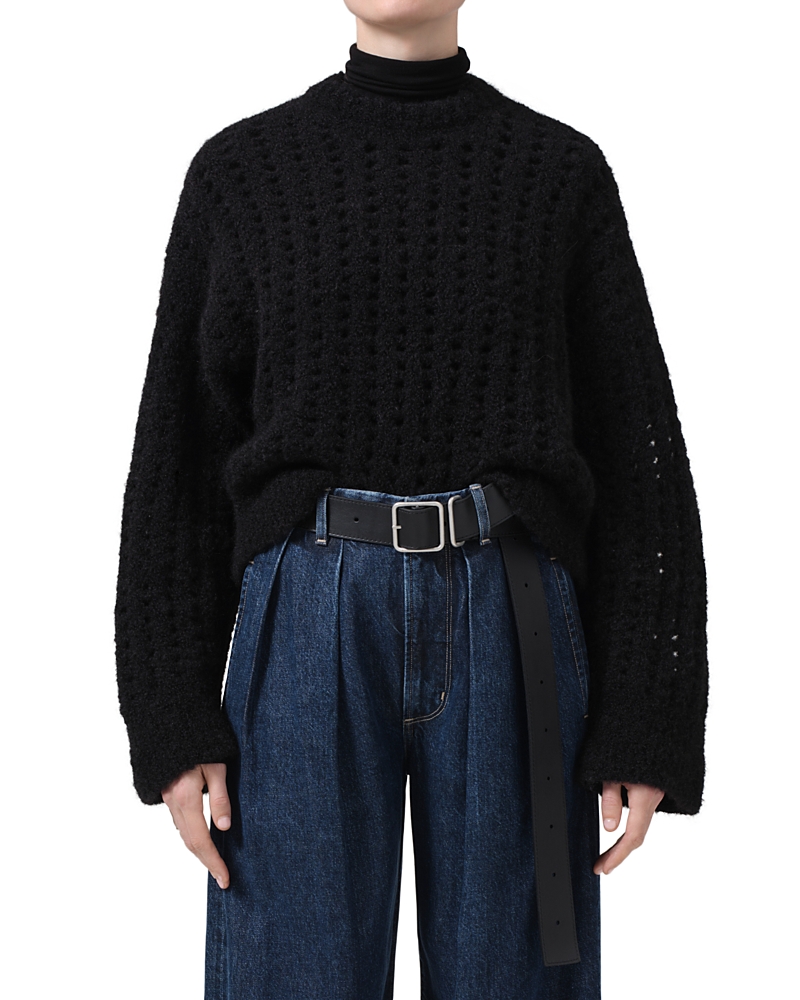 Shop Citizens Of Humanity Ailani Wool Blend Crewneck Sweater In Black