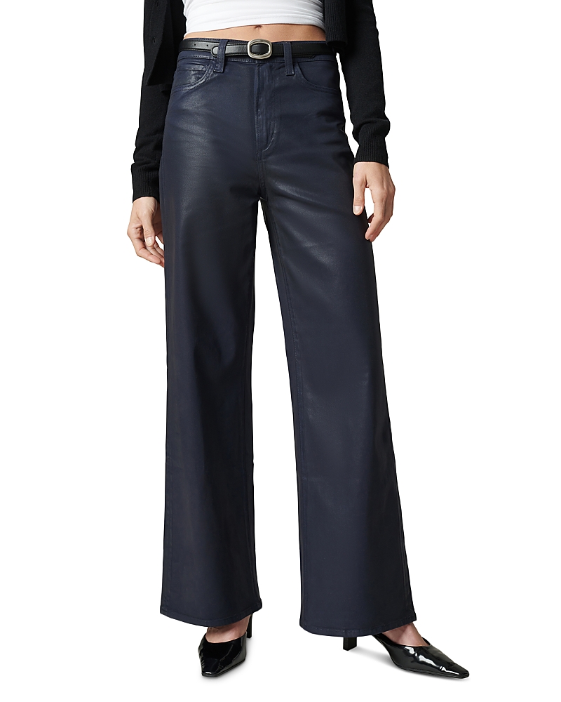 Joe's Jeans The Mia Petite High Rise Wide Leg Coated Jeans in Black