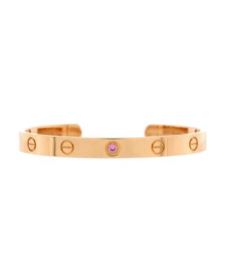 Pre-Owned Cartier - Love Cuff Bracelet 18K Rose Gold with Pink Sapphire