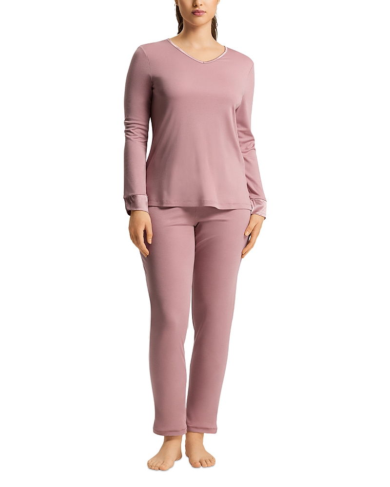 Shop Hanro Virginia Long Sleeve Pajama Set In Woodrose