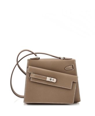 Pre-Owned HERMÈS - 20 Kelly Sellier en Desordre Bag Grey Epsom with Palladium Hardware