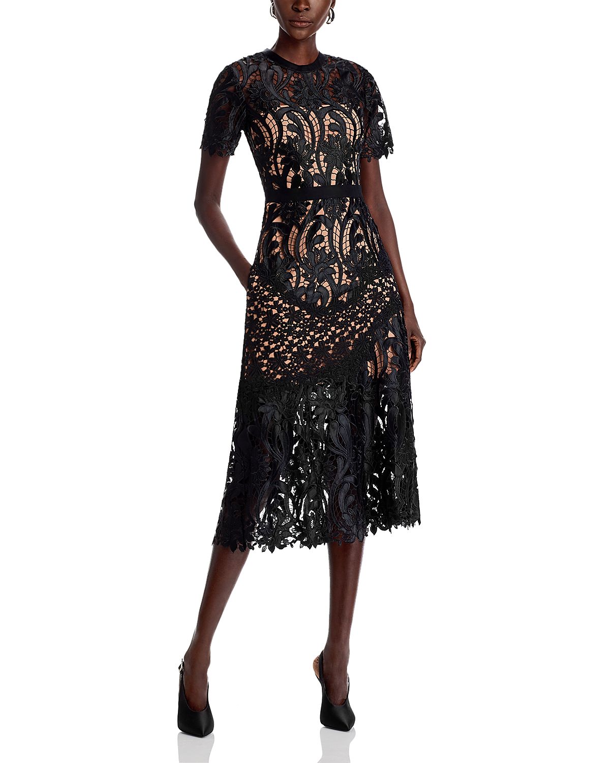 Self-Portrait Prairie Guipure Lace Midi Dress