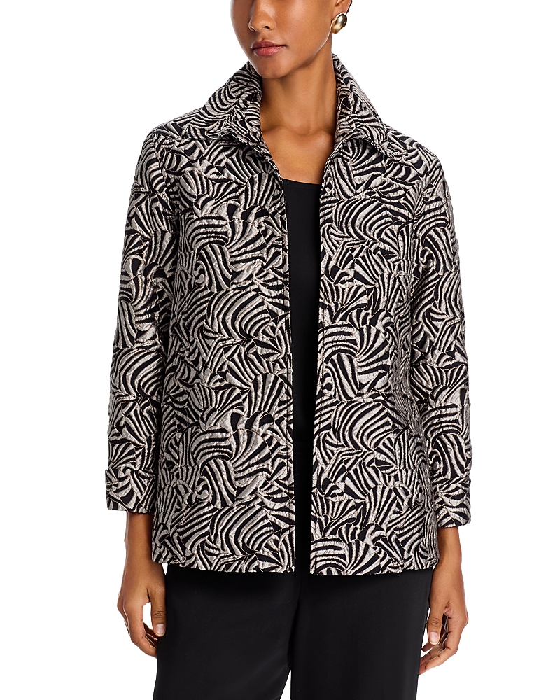 Shop Caroline Rose Exotic Embrace Jacquard Jacket In Multi/black