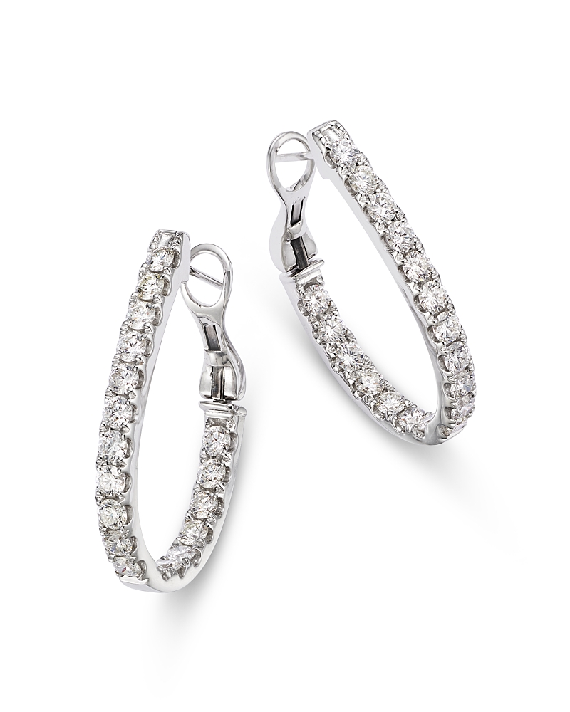 Shop Bloomingdale's Fine Collection Diamond Inside Out Oval Hoop Earrings In 14k White Gold, 3.00 Ct. T. W.