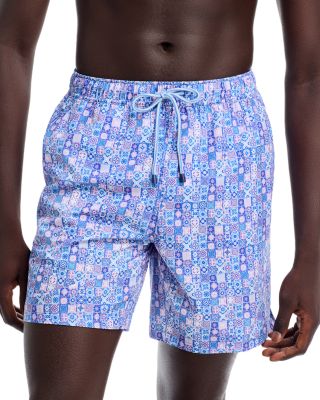 Peter Millar Mosaic Madness Stretch Printed 7 Swim Trunks