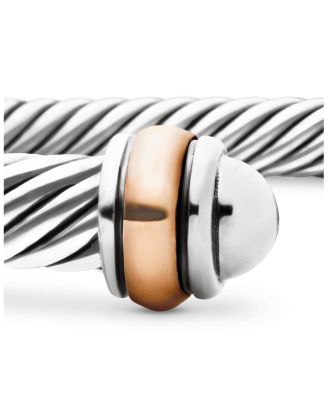 Classic Cable Bracelet in Sterling Silver with 18K Rose Gold, 4mm