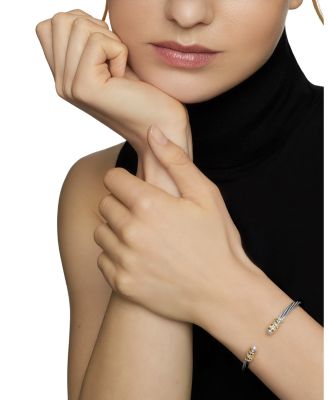 Helena End Station Bracelet with Cultured Freshwater Pearls, Diamonds and 18K Gold