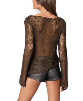 Asymmetric Open Knit Top