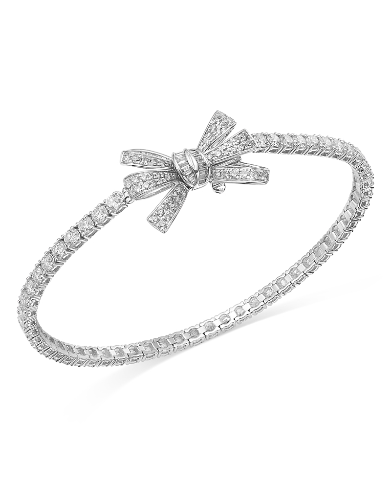 Bloomingdale's Fine Collection Diamond Bow Tennis Bracelet in 14K White Gold, 5.00 tcw