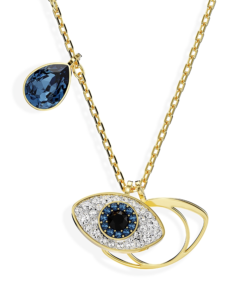 Swarovski Symbolica Evil Eye Pendant Necklace In Blue/gold