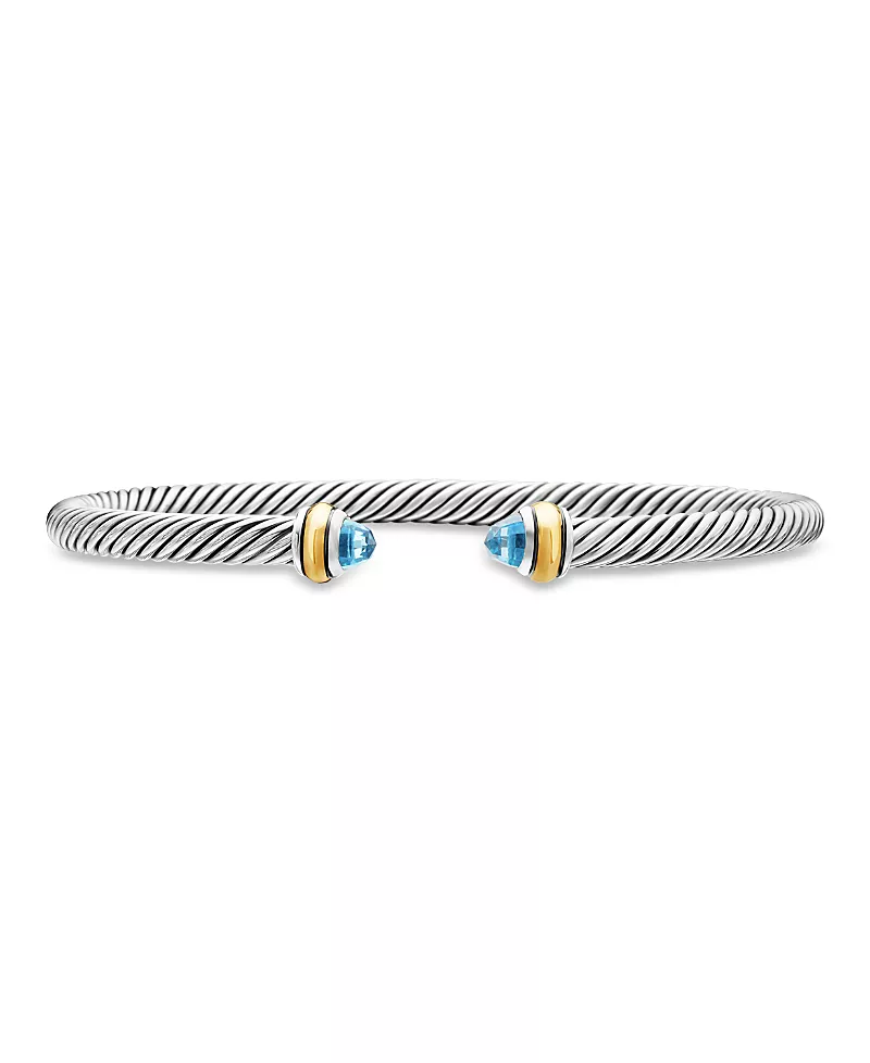 David Yurman Classic Cable Bracelet in Sterling Silver with 18K Yellow Gold, 4mm