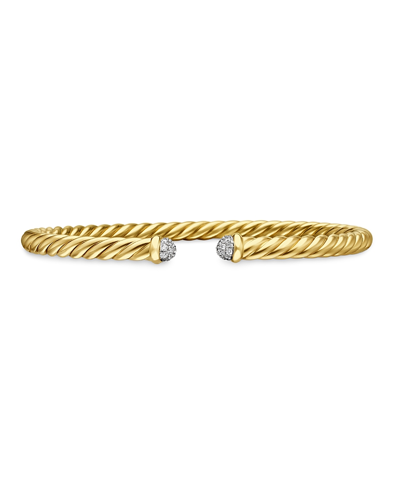 David Yurman Cable Flex Bracelet in 18K Yellow Gold with Diamonds, 4mm
