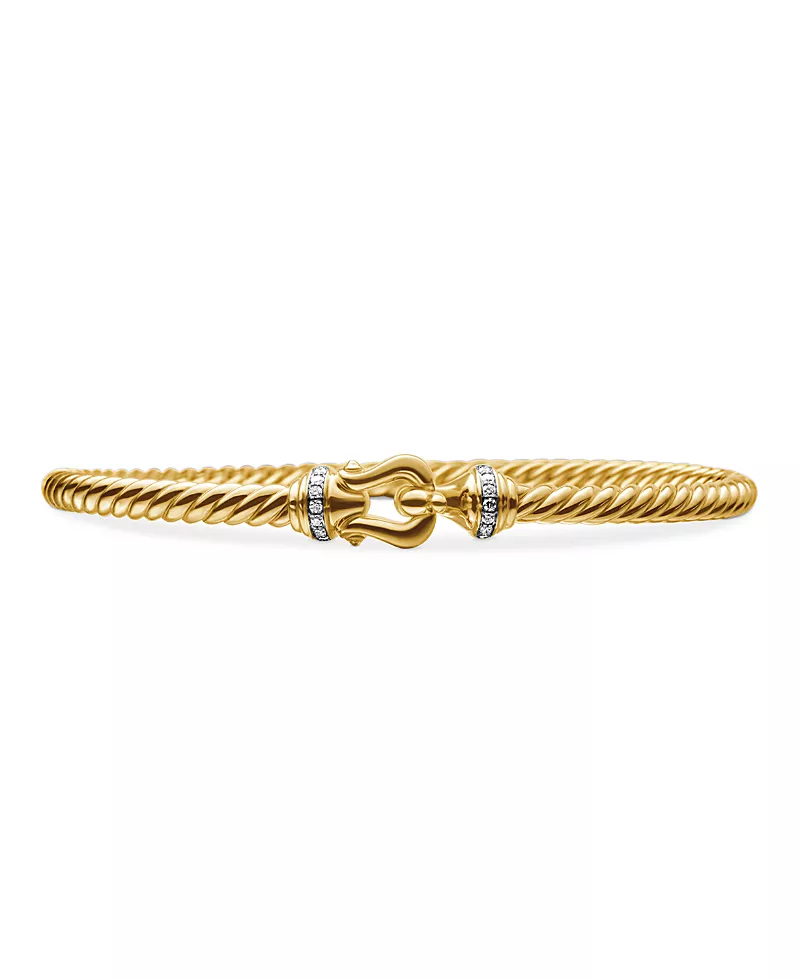 David Yurman Buckle Bracelet in 18K Yellow Gold with Diamonds
