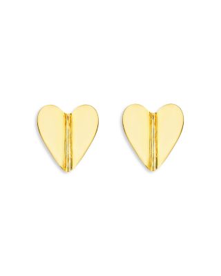 CADAR - 18K Yellow Gold Endless Wings of Love Medium Folded Heart Stud Earrings