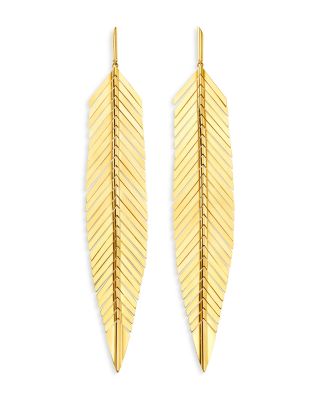 CADAR - 18K Yellow Gold Large Feather Earrings