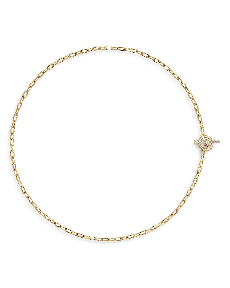 Dy Madison Pave Diamond Toggle Chain Necklace in 18K Yellow Gold, 3mm