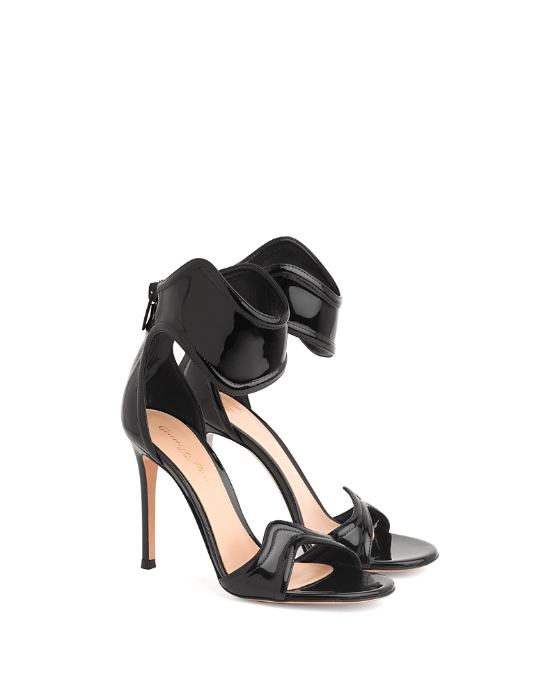 Gianvito Rossi Round-headed High-heeled Sandals In Black Leather