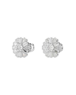 Idyllia Crystal Snowflake Stud Earrings in Rhodium Plated