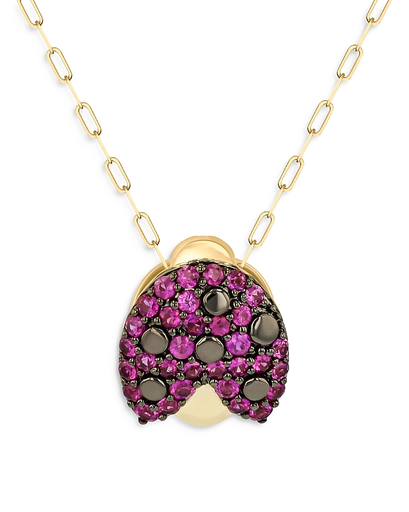 Phillips House 18K Yellow Gold Symphony Ruby Ladybug Pendant Necklace, 16-18