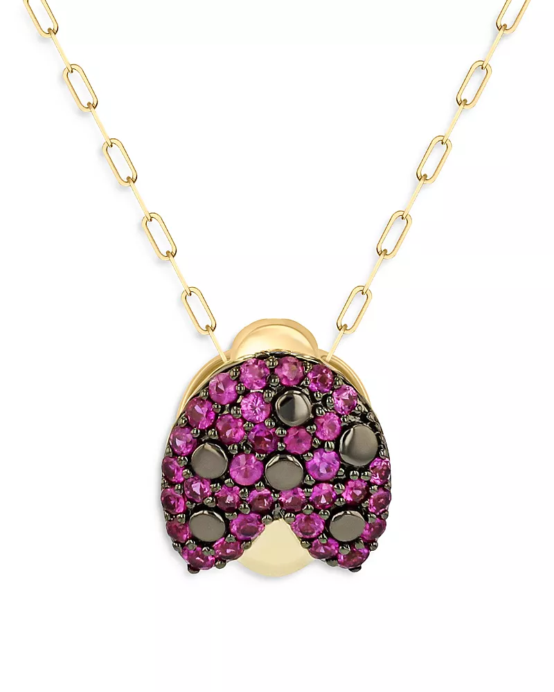 Phillips House 18K Yellow Gold Symphony Ruby Ladybug Pendant Necklace, 16