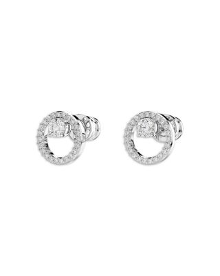 Constella Crystal Circle Stud Earrings in Rhodium Plated
