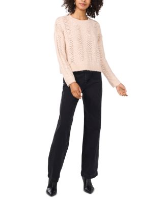 Pointelle Dropped Shoulder Sweater