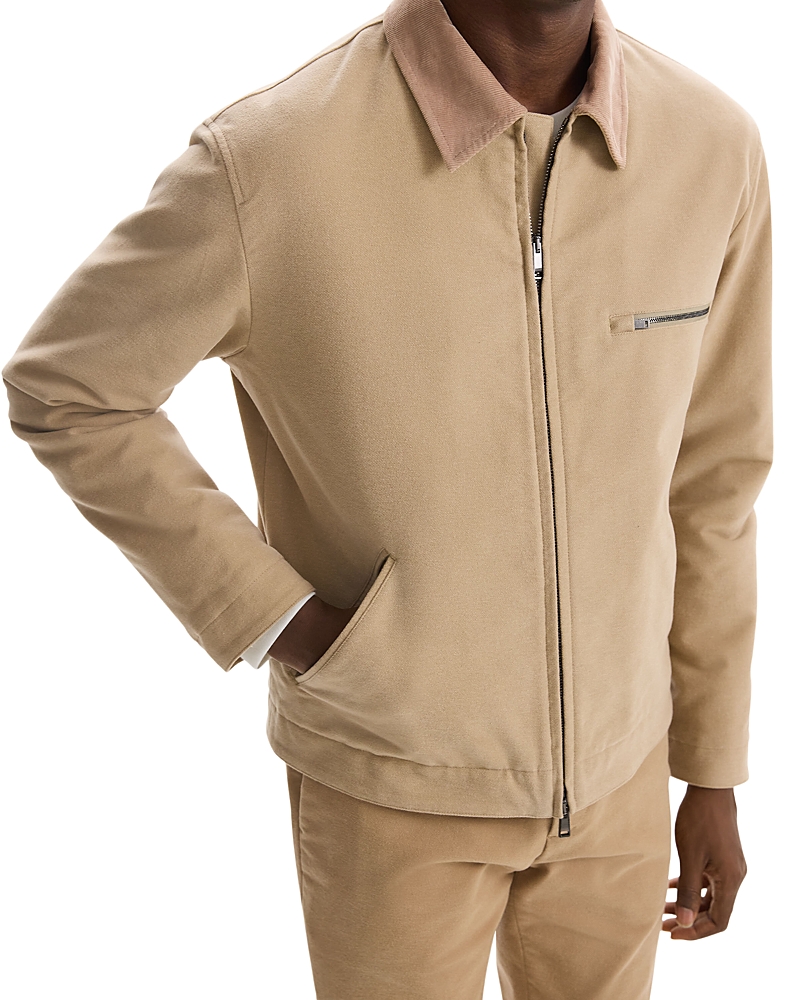 Theory Zip-up Brushed Cotton Twill Jacket In New Camel