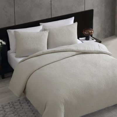 Puckered Textured 3 Piece Comforter Set, King