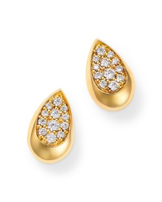 Bloomingdale's Fine Collection Diamond Pave Pear Shaped Stud Earrings in 14K Yellow Gold, 0.33 ct. t. w.