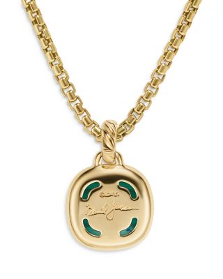 Albion&reg; Pendant in 18K Yellow Gold with Malachite and Diamonds, 11mm