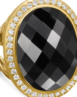 Albion&reg; Oval Ring in 18K Yellow Gold with Black Onyx and Diamonds, 21mm