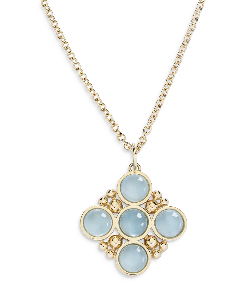 L. Klein 18K Yellow Gold Bubbles Aquamarine Bezel Pendant Necklace, 16